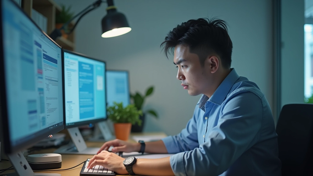 Person at desk with phone notifications and distractions visible, distracted focus, busy workspace with alerts